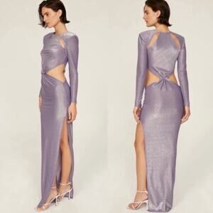 RTR Bronx & Banco Amara Lilac Cut Out Side Slit Long Sleeve Maxi Dress‎ Sz 4